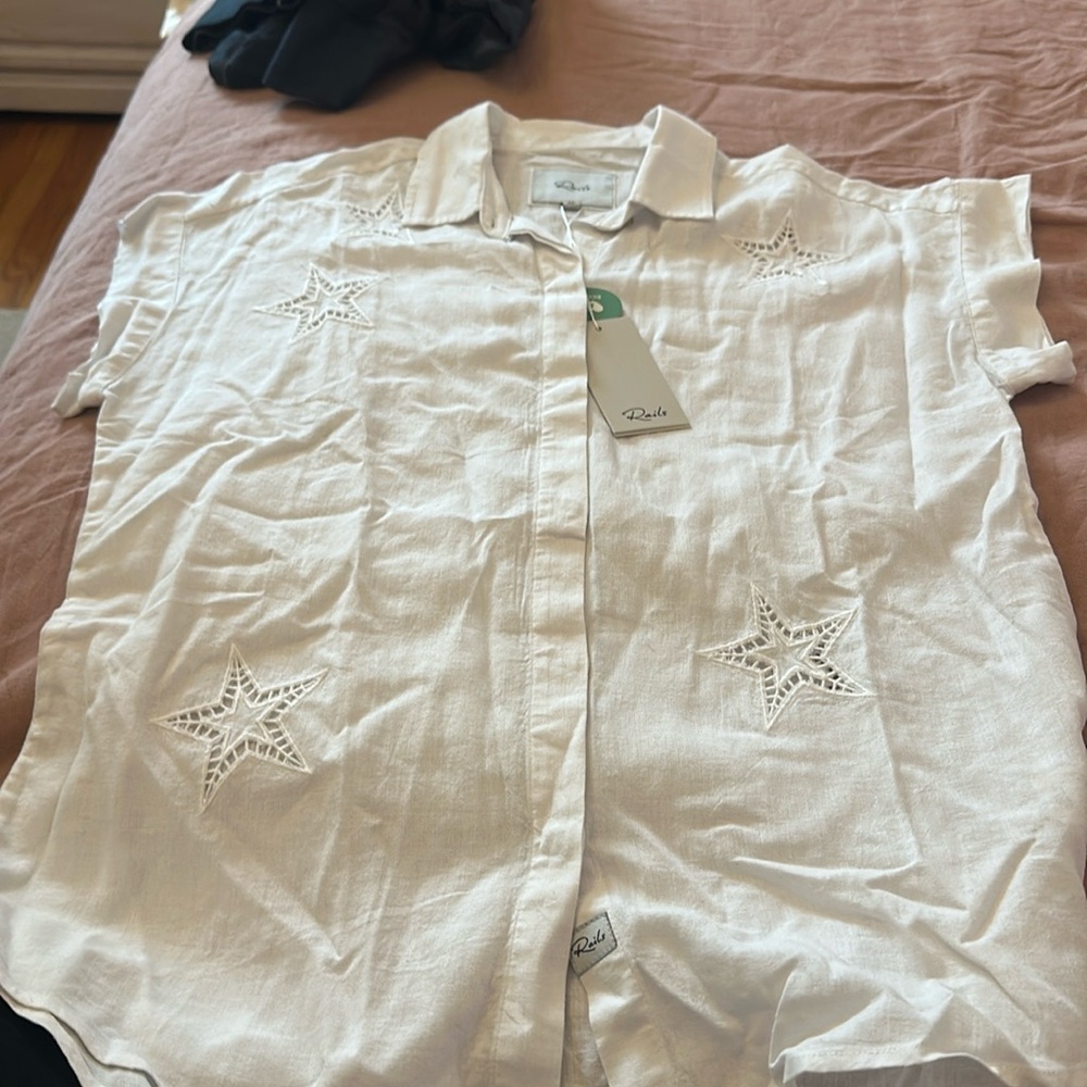 Rails Jamie Shirt - White Eyelet Stars NWT size XS-retails $168-price firm